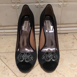 Badgley Mischka Black Satin Heels